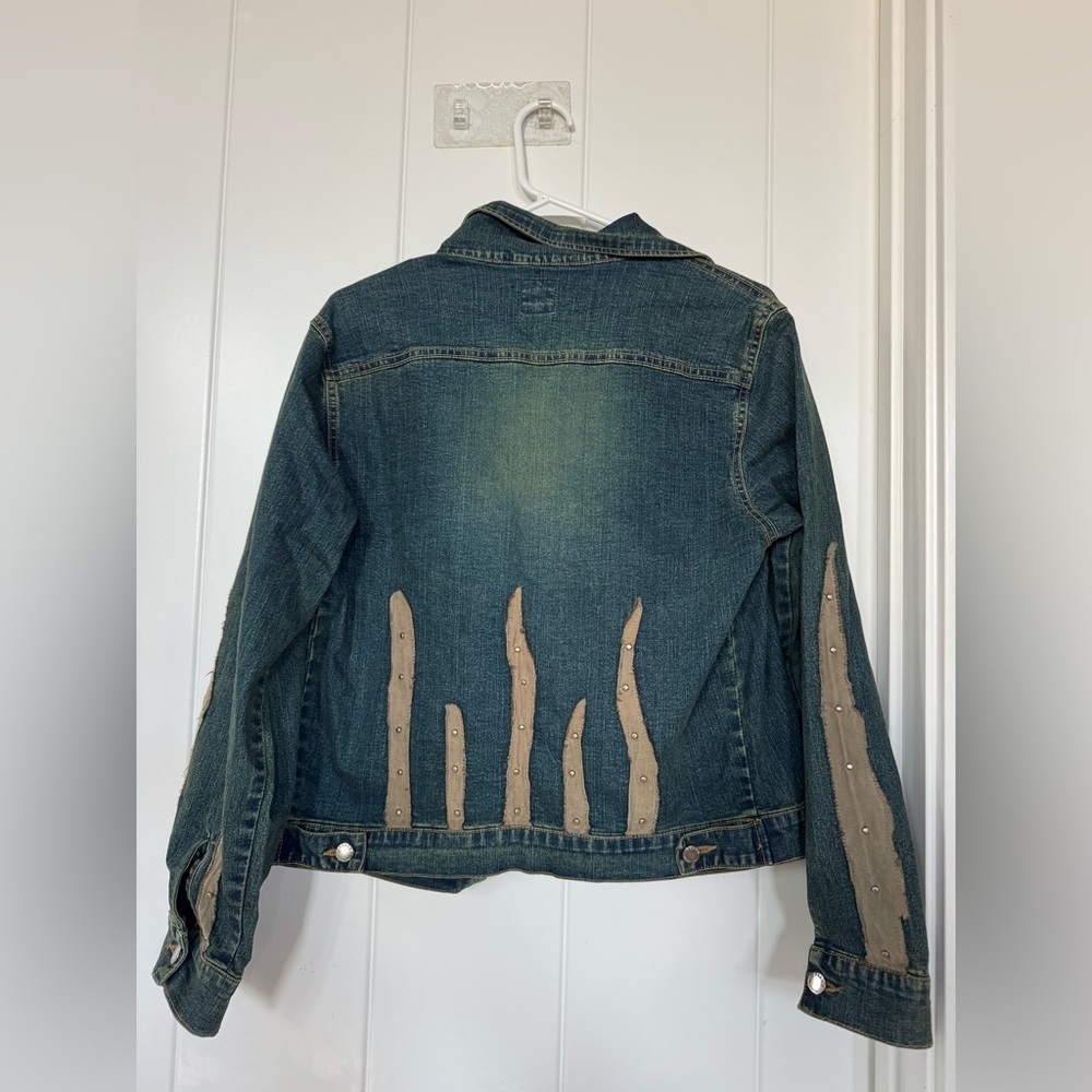 Vintage Prada Jean Jacket blue denim Long Sleeve Sz L Made in Italy